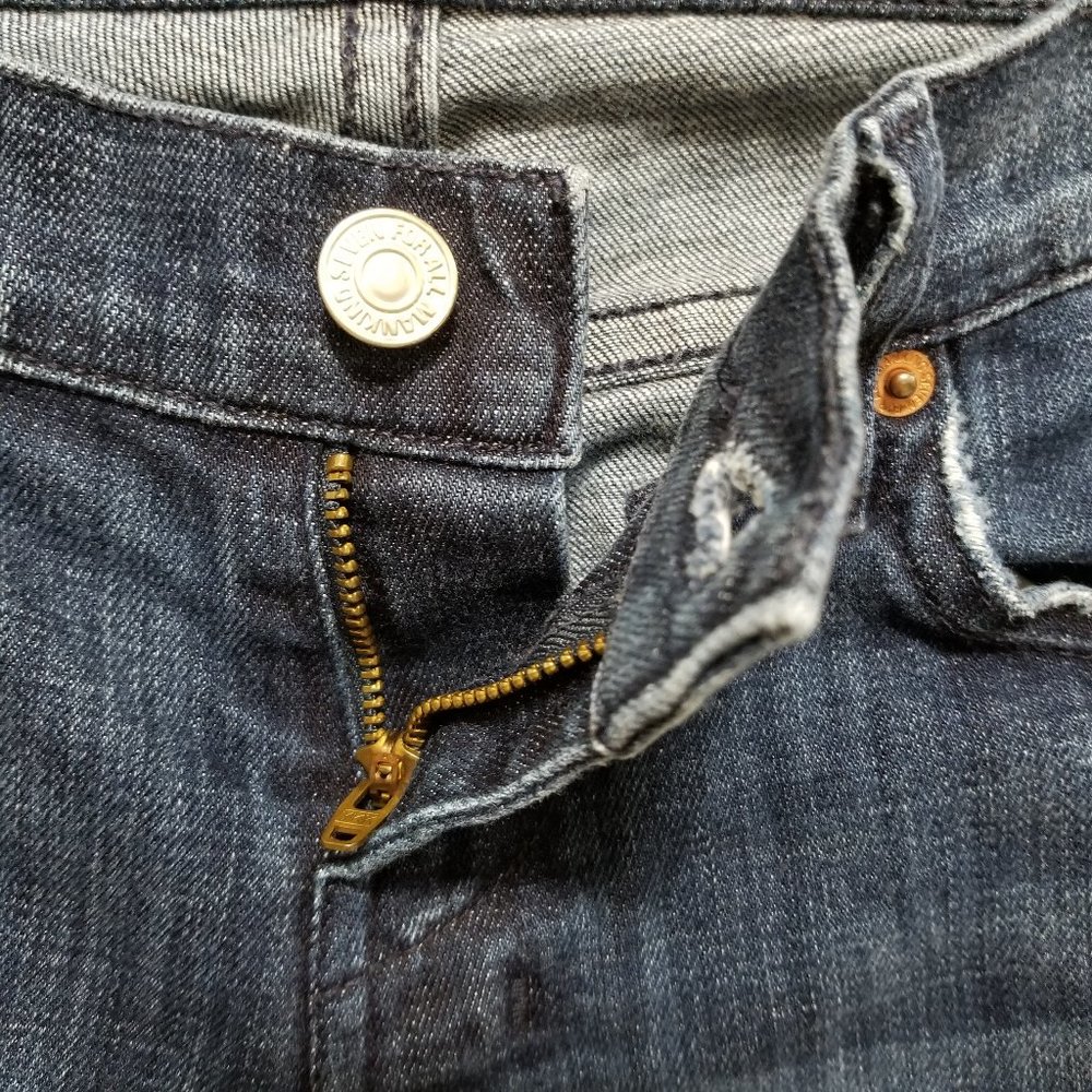7FAM jeans 24 Crop Dojo capri denim lightly distressed stretch P348380S-380S Y2K - Picture 7 of 14